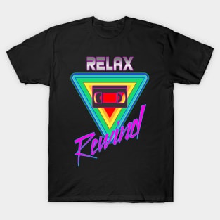 Vintage 1980s VHS Relax and Rewind T-Shirt for Men and Women T-Shirt